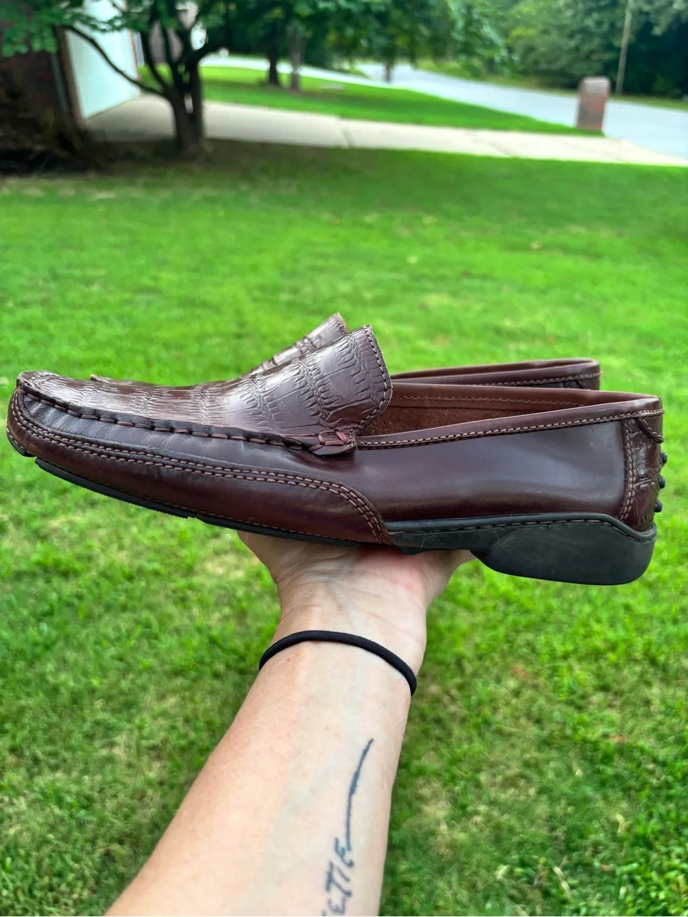 St. John's Bay Brown Croc-Embossed Slip-On Loafers